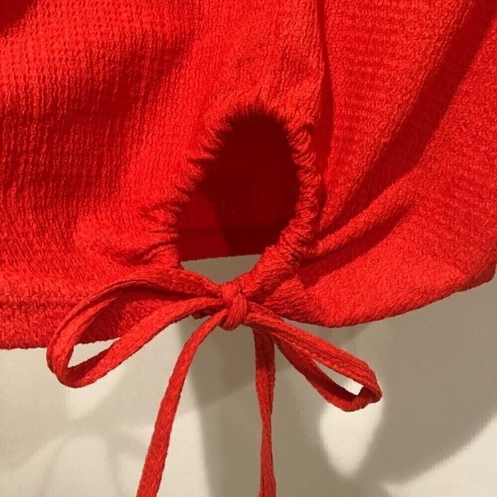 ZARA V-Neck Shirt Orange Short Sleeve NWT - Picture 5 of 5